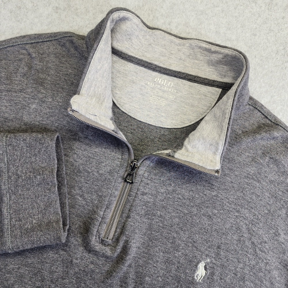 Polo Ralph Lauren 1/4 Zip‎ Pullover Sweater Mens XXL 2XL Gray